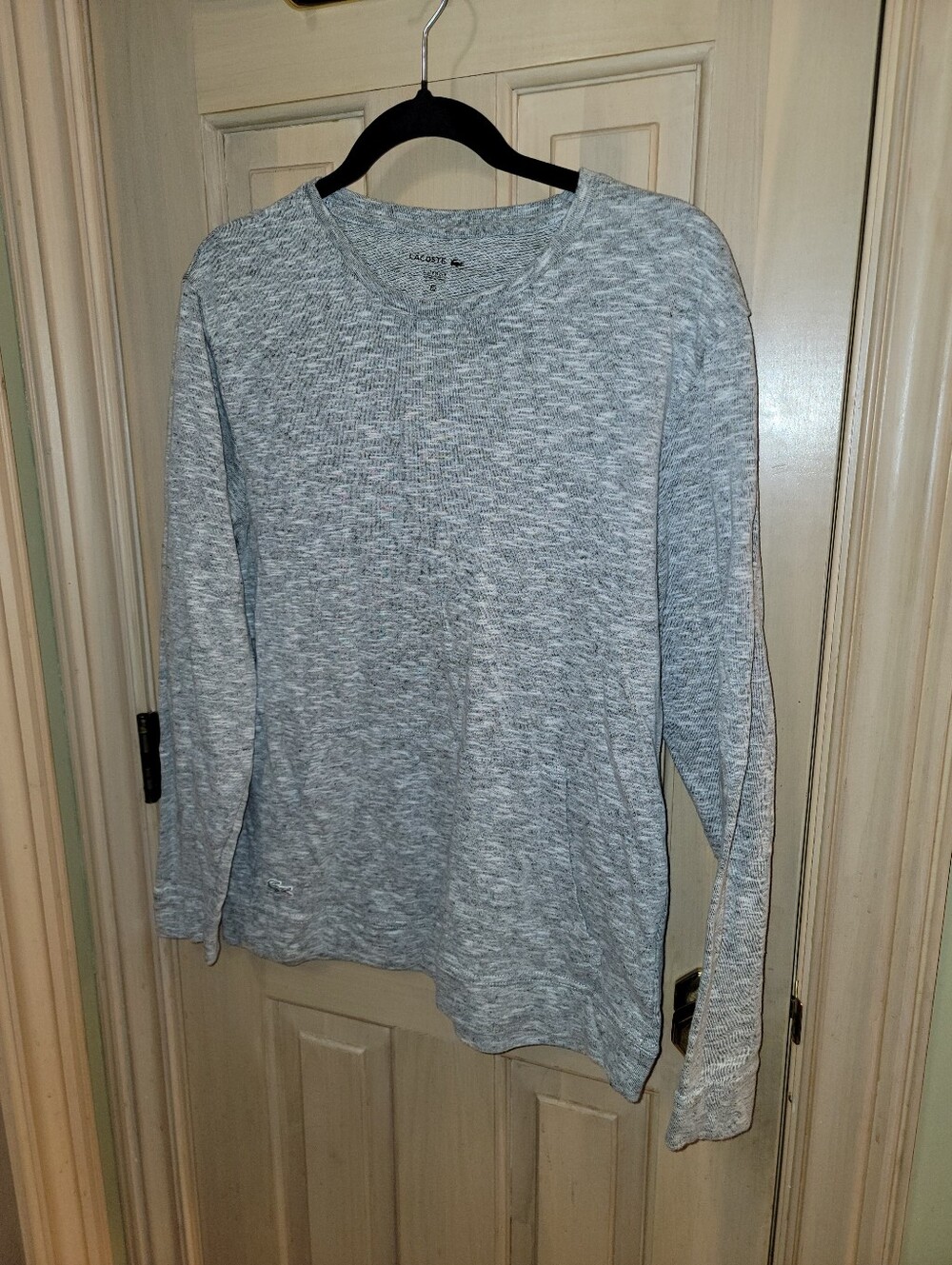 Lacoste Men's Heather Gray Long-Sleeve V-Neck Pullover